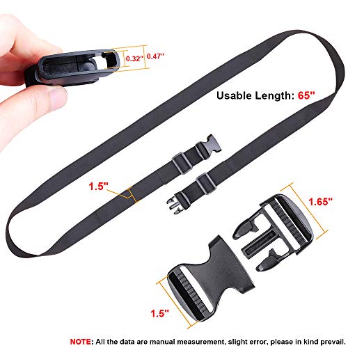 MAGARROW 65" 1.5" Utility Straps with Buckle Adjustable, 4-Pack (Black) - color: Black, size: 1.5 in x 5.4 ft