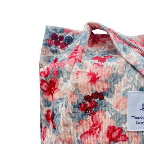 Aphoraeny Corduroy Tote Bag for Women Cute Totes Shoulder Bag with Inner Pocket for Work Beach Shopping Travel Grocery - color: Pink Roses