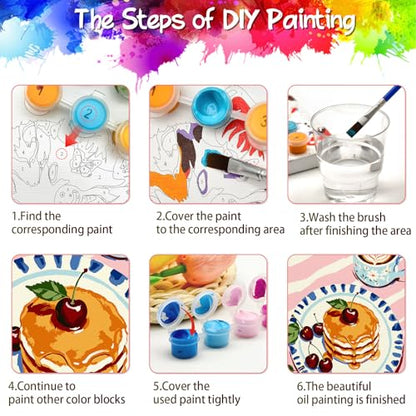 ZTOTZ Paint by Numbers Kit with Frame, Breakfast Pancake Painting by Numbers for Adults, Easy Food Art Kit for Cooking Lover, 8x12 Inches - color: B-05-pancake