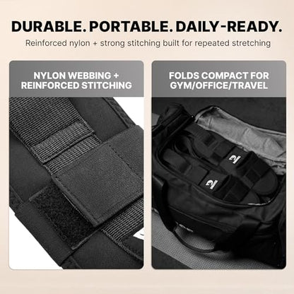 DMoose Fitness Foot & Calf Stretcher with Adjustable Padded Stretching Strap for Plantar Fasciitis, Hamstring, Heel Spurs and Achilles Tendonitis Relief - Yoga Leg Stretch Strap for Flexibility - color: Black