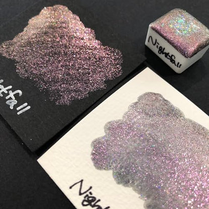 IUILE Handmade Watercolor Paints - Night Dot Card (6 colors). Color Shift, Metallic, Shiny, Shimmer - color: Night Dot
