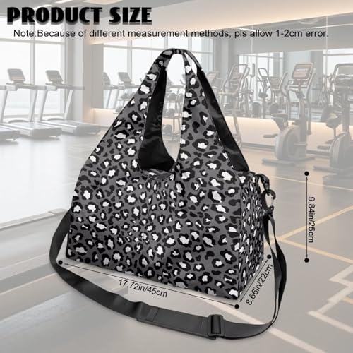 Black Leopard Print Gym Bag Women Hygienic Yoga Mat Bag with Double Zipper Sports Bags with Yoga Mat Holder & Shoe Compartments, Sports Bags for Exercises - color: Black Leopard Print