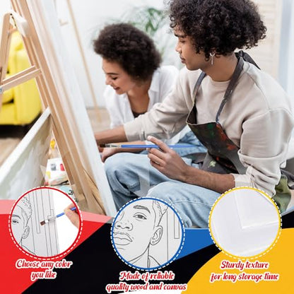 Sherr 96 Pcs 12 Sets Pre Drawn Canvas Kit for Painting Craft Sip and Paint Kit for Adults Pre Printed Canvas Painting Favor for DIY Birthday Gifts Adult's Date Party, 8 x 10 Inch (Gentlemen and Lady) - style: Gentlemen and Lady