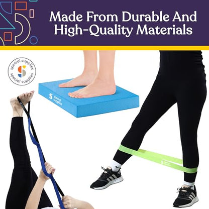 SPECIAL SUPPLIES Balance Board and Yoga Strap Set with Exercise Bands for Stretching, Stability Training, Fitness, Flexibility, Physical Therapy, Home Workout Equipment, Strength Training, and Pilates