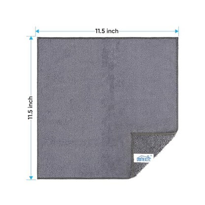 HOMEXCEL Grey Microfiber Cleaning Cloth, Microfiber Towels for Car, 12 Pack | Lint Free Cleaning Rags for Household, Kitchen, Car Wash Towels for Detailing Drying, Scratch-Free, 11.5"X 11.5" - color: Grey