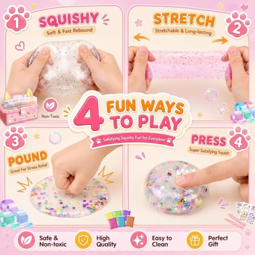 BENWIL Make Your Own Squishies Nano Tape Bubble Kit for Kids, DIY Squishy Stress Ball Making Maker Kit, Party Favors for Kids 4-8 8-12 Toys for Classroom Birthday Xmas Gifts