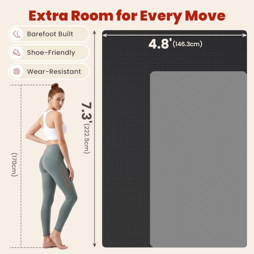 THAILE Large Exercise Mat, 7'x5'/6'x4'/8'x5', 6mm Workout Mat for Home Gym | Heavy-Duty & Shoe-Friendly Large Yoga Mat: Textured grip and cushioning support cardio, Pilates, stretching workouts - size: 7x5FT