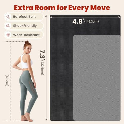 THAILE Large Exercise Mat, 7'x5'/6'x4'/8'x5', 6mm Workout Mat for Home Gym | Heavy-Duty & Shoe-Friendly Large Yoga Mat: Textured grip and cushioning support cardio, Pilates, stretching workouts - size: 7x5FT