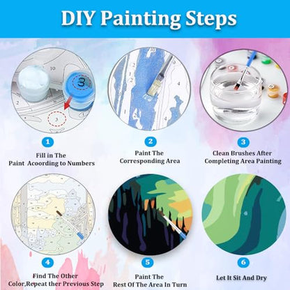 Artunion Framed Paint by Numbers Kit for Adults Beginners & Kids Ages 8-12,Aurora Paint by Number with Frame,Northern Lights Paint by Numbers Kit on Canvas 10 * 10 Inch Without Easel - color: ZXT-335-F