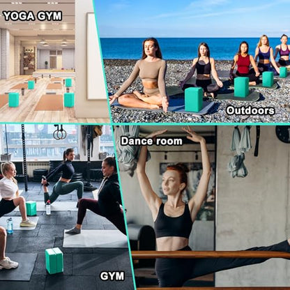 Honoson 20 Pcs Yoga Blocks Bulk 9''x6''x3'' High Density EVA Foam Blocks for Exercise Pilates Meditation, Lightweight Non-slip Surface, Improve Strength Balance Flexibility - color: Teal