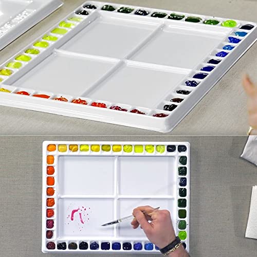 Creative Mark Watercolor Palette with Cover – 42 Wells and 4 Mixing Areas, 12" x 16" Lightweight Plastic Palette for Watercolor, Acrylic, or Gouache Paints