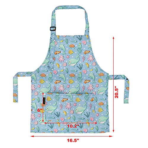 BeeGreen Kids Cooking Aprons w Adjustable Strap Kitchen Aprons w Front Pocket for Kids Toddler Painting Baking Artist
