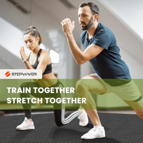 Stepwaver Large Exercise Mat, 6'x4'/7'x5'/8'x5'/9'x5'/10'x5'/12'x5'x8mm | Non-Slip, Ultra Durable, High-Density, Extra Thick Workout Mat for Home Gym Flooring, Cardio, Yoga & Fitness, Shoes-Friendly - size: 9x5FT