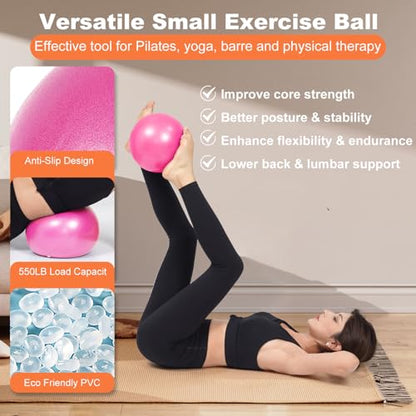Tsikavo Pilates Ring, Pilates Ring Circle and Ball Set, 12 Inch Magic Circle Pilates Ring,9 Inch Small Exercise Ball,Resistance Bands Set, Home Pilates Equipment for Women - color: Pink
