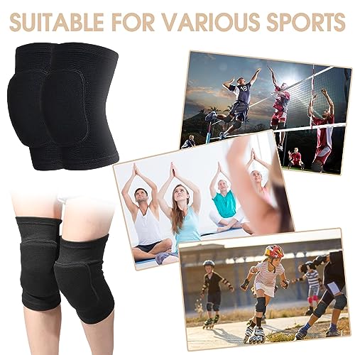 Lenwen 12 Pairs Volleyball Knee Pads Soft Breathable, Large, Black - color: Black, size: Large