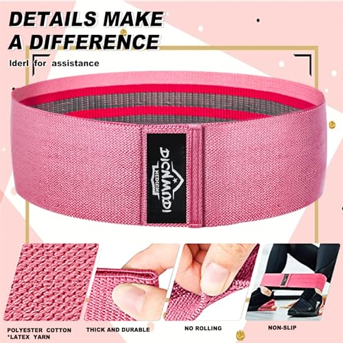 DICYWUDI Yoga Mat Thick, 6 Fabric Resistance Bands, 2 Pack Yoga Blocks, Home Workout Equipment Essentials Starter Kit for Beginners Full Body Toning - color: Pink