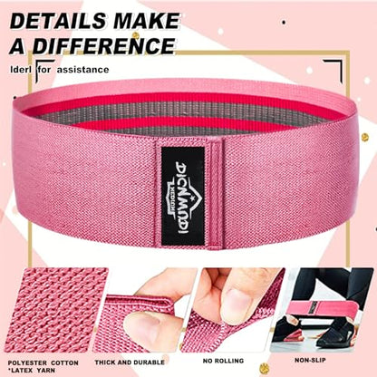 DICYWUDI Yoga Mat Thick, 6 Fabric Resistance Bands, 2 Pack Yoga Blocks, Home Workout Equipment Essentials Starter Kit for Beginners Full Body Toning - color: Pink