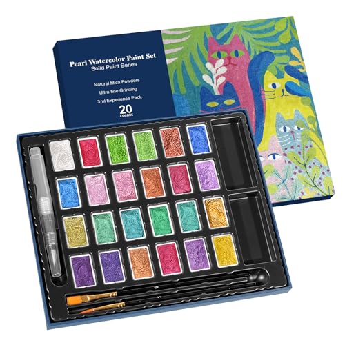 CraftyManor 3ml Forestry Shifting Watercolor Painting Set, 24 Color Shifting Watercolor Paint Set, Shimmer Metallic Watercolor Paints Set, Glitter Watercolor Paint, Solid, Matisse Style - color: Upgraded Matisse 24 Colors