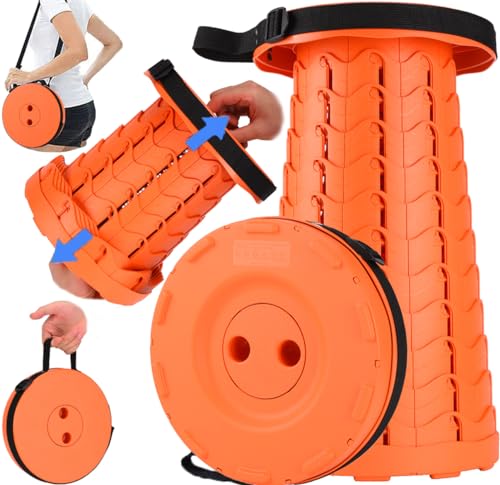 Fishboy Collapsible Stool for Adults, Portable Folding Camping Seat, 400lbs - color: All Orange