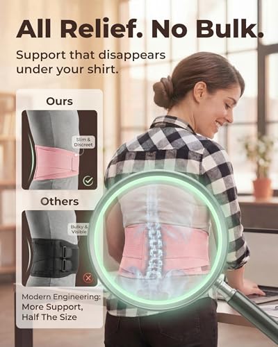 Sparthos Back Brace for Women & Men, Sciatica, Lower Back Pain - Pink-L - color: Flamingo Pink