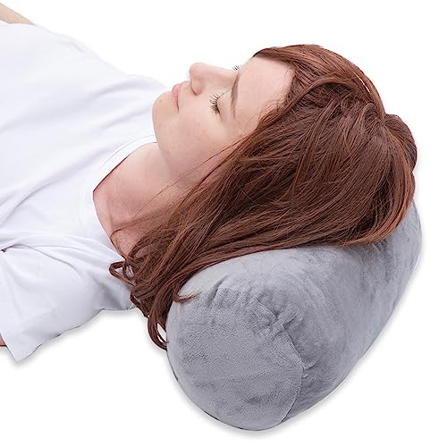 1 MIDDLE ONE Round Cylinder Bolster Pillow with Removable Velvet Cover, Tube Roll Cervical Pillow for Head, Neck, Back and Legs Support, 13" x 6", Grey - color: Grey, size: 13 inch