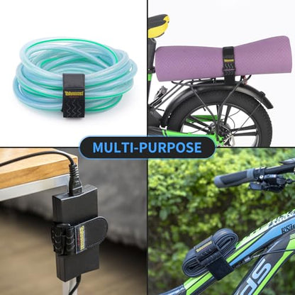 Trilancer Elastic Cinch Straps with Anti-Slip Strips, 12'' x 2'' (8 Pack) | Heavy Duty Multipurpose Hook and Loop Straps for Extension Cords, Cables, Ropes, Hoses, Bikes, Pant Garters - size: 12"(8 pcs)