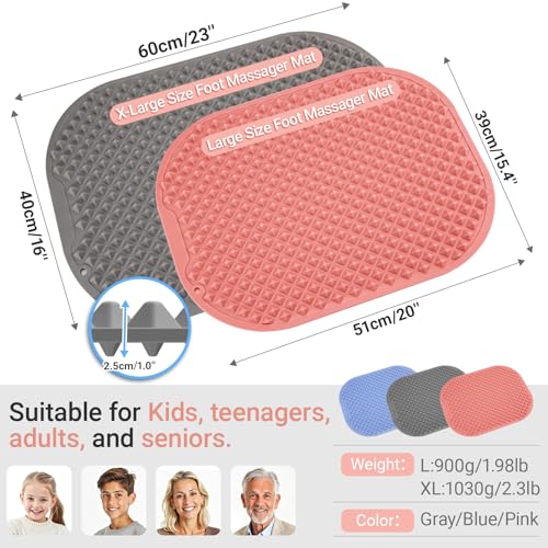 Silicone Foot Massage Mat, Extra-Large Reflexology Mat for Feet Relaxation, Portable Foot Acupressure Mat with Dual-Side Usage, Foldable Standing Desk Mat for Pain, Fatigue Relief(Pink-XL) - color: Pink, size: X-Large