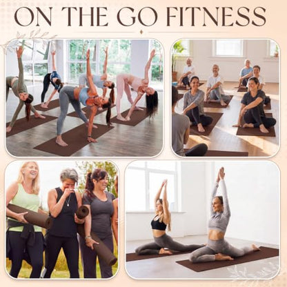 Funtery 3 mm Thin Yoga Mats Bulk, 68 x 24 in - color: Chocolate Brown