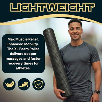 Fitizen Foam Roller – Muscle Massage Rehab Stiff Back Pain Physical Therapy Deep Tissue Firm Exercise Equipment Home Gym Stress Yoga Pilates for The Fit Citizen by FitNation - style: Extra Large - 36 inches