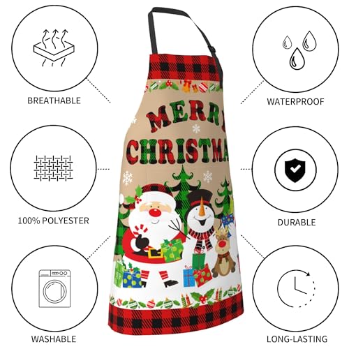 Artist Painting Apron with 2 Pockets Painters Art Aprons Gifts for Women Men - color: Christmas Santa Snowman Reindeer