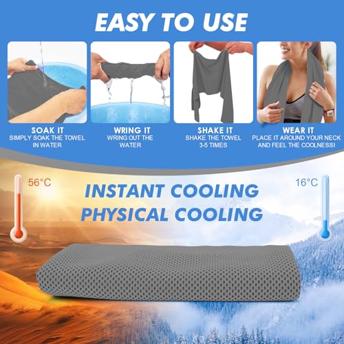 CSITE 8 Pack Cooling Towels (47"x12") for Neck and Face, Ice Towel for Hot Weather, Soft Breathable Chilly Gym Towels, Microfiber Towel for Work Out, Yoga, Running, Camping & More Activities - color: Military Green/Dark Gray/Navy Blue/Purple/Rose Red/Maca