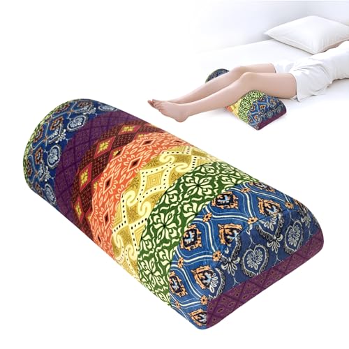 Knee Pillow for Back Sleeping – Half Moon Bolster Pillow for Under Knee While Sleeping Support, Leg & Back Pain Relief (21.5x9x5 Inches) - color: Orange