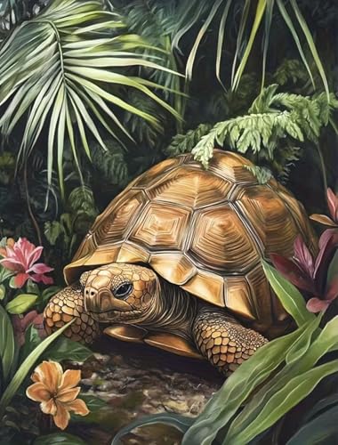 Turtles DIY Diamond Painting Kits for Adults, Tortoise Diamond Gem Art Painting for Beginners, Wild Animals Diamond Picture with Full Round Drill Dots Craft Set Gift, 12x16 Inch - color: 25-37 Turtles