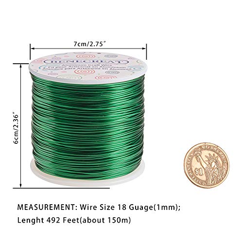 BENECREAT 12 17 18 Gauge Aluminum Wire (18 Gauge,492 FT) Anodized Jewelry Craft Making Beading Floral Wire for Halloween Christmas Frame Handicraft Making, Green - color: Green, size: 18 Gauge