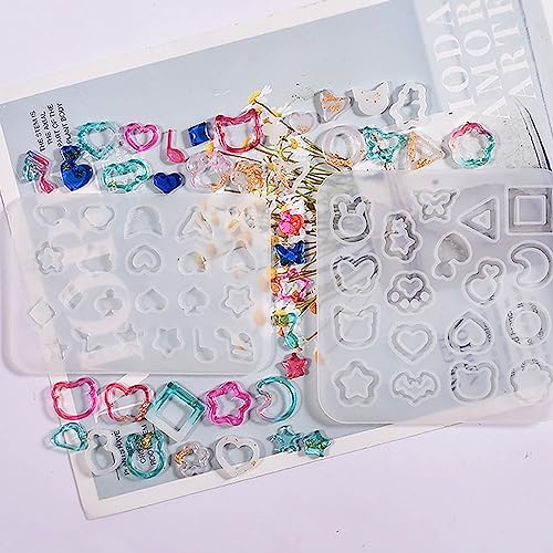 Attuslla Resin Shaker Silicone Molds Earrings Resin Molds Silicone with Glitter for DIY Jewelry Pendant Necklace Ornament - color: Style 10