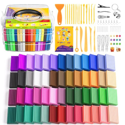 Artpar 52 Colors Polymer Clay Kit,Oven Bake Modeling Clay for Kids Adults | DIY Molding Clay Starter Sculpting Set With Tools & accessories,Non-Sticky,Kids School Classroom Stem,Home Party Art Crafts - color: 50