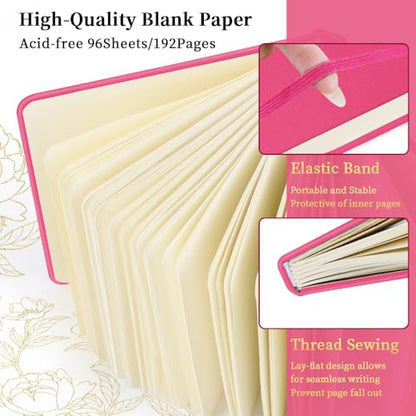 5x5 Pocket Sketch Book,80gsm Hardcover Art Sketchbook for Drawing Journal | PU Cover,Blank Paper,96Sheets/192Pages,Lay-Flat,Portable Travel Creation Paint Diary Memo Planner,Dry Media.Rose Pink - color: PU Cover-5x5in-Rose Pink