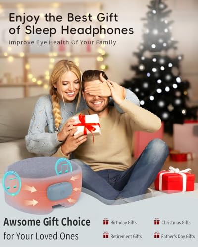 Heated Bluetooth Eye Mask for Sleep, Dry Eyes & Relaxation - color: Light Gray