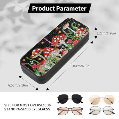 FlyingMage 5D Diamond Art Painting Kit for Adults Beginner, Small DIY Diamond Dots Gem Art Painting Mosaic Kits, Cute Hard Shell Sunglasses Eyeglasses Glasses Case for Women Teen, Mushroom - color: Black Mushroom