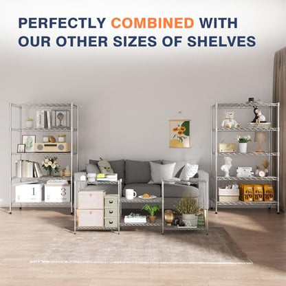 3-Tier Wire Shelf Rack,Kitchen Metal 3-Shelves Rack with Lockable Wheels - size: 3-Tier,24"x14"x22"(WxDxH)