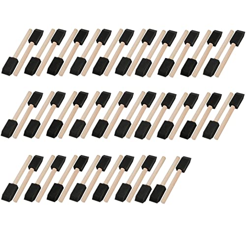 Mister Rui 50-Pack 1 Inch Sponge Paint Brushes with Wood Handles | High-Absorbency Foam Brushes for All Paints, Stains & Varnishes. Smooth, Drip-Free on Crafts, Furniture & Touch-Ups - color: Foam Brush Set | Pack of 50