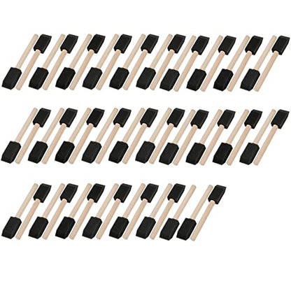 Mister Rui 50-Pack 1 Inch Sponge Paint Brushes with Wood Handles | High-Absorbency Foam Brushes for All Paints, Stains & Varnishes. Smooth, Drip-Free on Crafts, Furniture & Touch-Ups - color: Foam Brush Set | Pack of 50