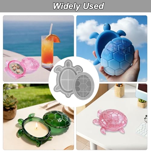 Silicone Turtle Box Resin Mold with Lid | Reusable Ocean Theme Jewelry Box Storage Container Mould for DIY Clay Craft Projects | Unique Epoxy Animal Resin Box Mold for Home Decor, Keychains & Trinkets