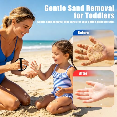 Sand Remover for Beach Towels - Soft Quick Clean Mitt for Kids & Adults | Removes Sand in Seconds,Gentle on Skin,Reusable & Washable,Beach Vacation Essential,Perfect for Beach, Pool & Camping - color: Round Starfish a With Elastic Band