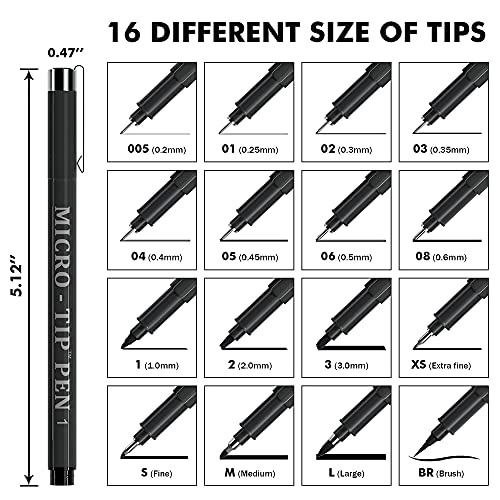 Vanstek 16 Pack Hand Lettering Pens, Calligraphy Pens Markers, Black Ink for Beginners Writing, Lettering, Journaling, Art Drawing, Signature, Illustrations and Office School Supplies