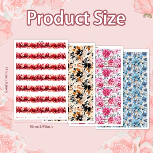 20 Pcs Rose Peony Flower Transfer Paper for Earrings & Polymer Clay, 4 Design Beautiful Floral Water Soluble Transfer Sheet for Polymer Clay DIY Art Crafts Jewelry Earrings Making Supplies 5.82X3.9in - color: 4 Pattern Sets