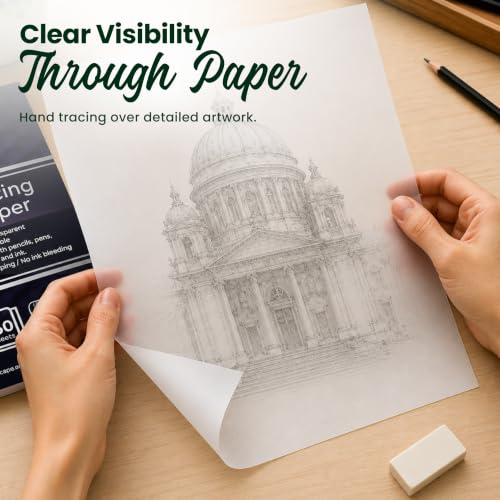 MyArtscape Tracing Paper Pad - 9 x 12 in 150 Sheets 33 lb | Transparent tracing paper for drawing with 33 lb acid free paper for pencils pens markers and ink