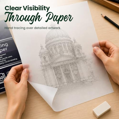 MyArtscape Tracing Paper Pad - 9 x 12 in 150 Sheets 33 lb | Transparent tracing paper for drawing with 33 lb acid free paper for pencils pens markers and ink