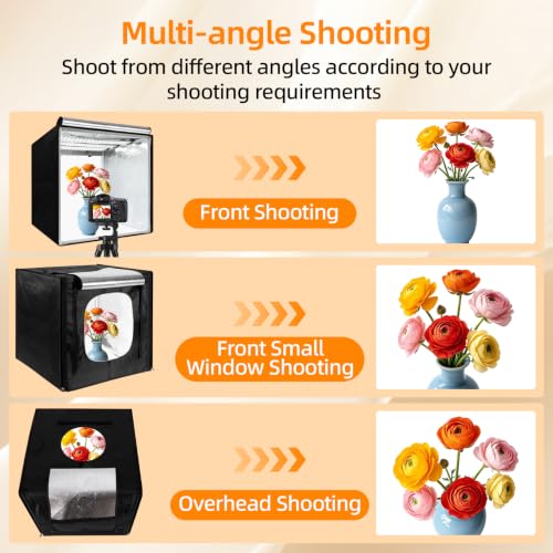 Light Box with Tripod Stand, 20"x20" LightBox with 3 Stepless Dimming Light Boards (CRI ≥95) 243 Light Beads, Shooting Tent kit with 6 Color PVC Backdrops.Photo Studio Light Box for Photography - size: 20*20*20 Inch