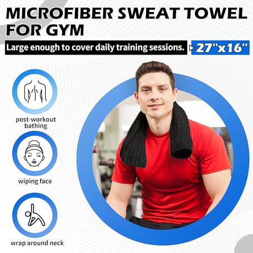 HOMERHYMRE Microfiber Workout Towels, 5 Pack Black Gym Sweat Sports Towel for Yoga, Tennis, Running, Exercise, Working Out, Camping, Quick Dry, Highly Absorbent, for Women & Men, 16 x 27 Inch - color: Black, size: 5 Pack